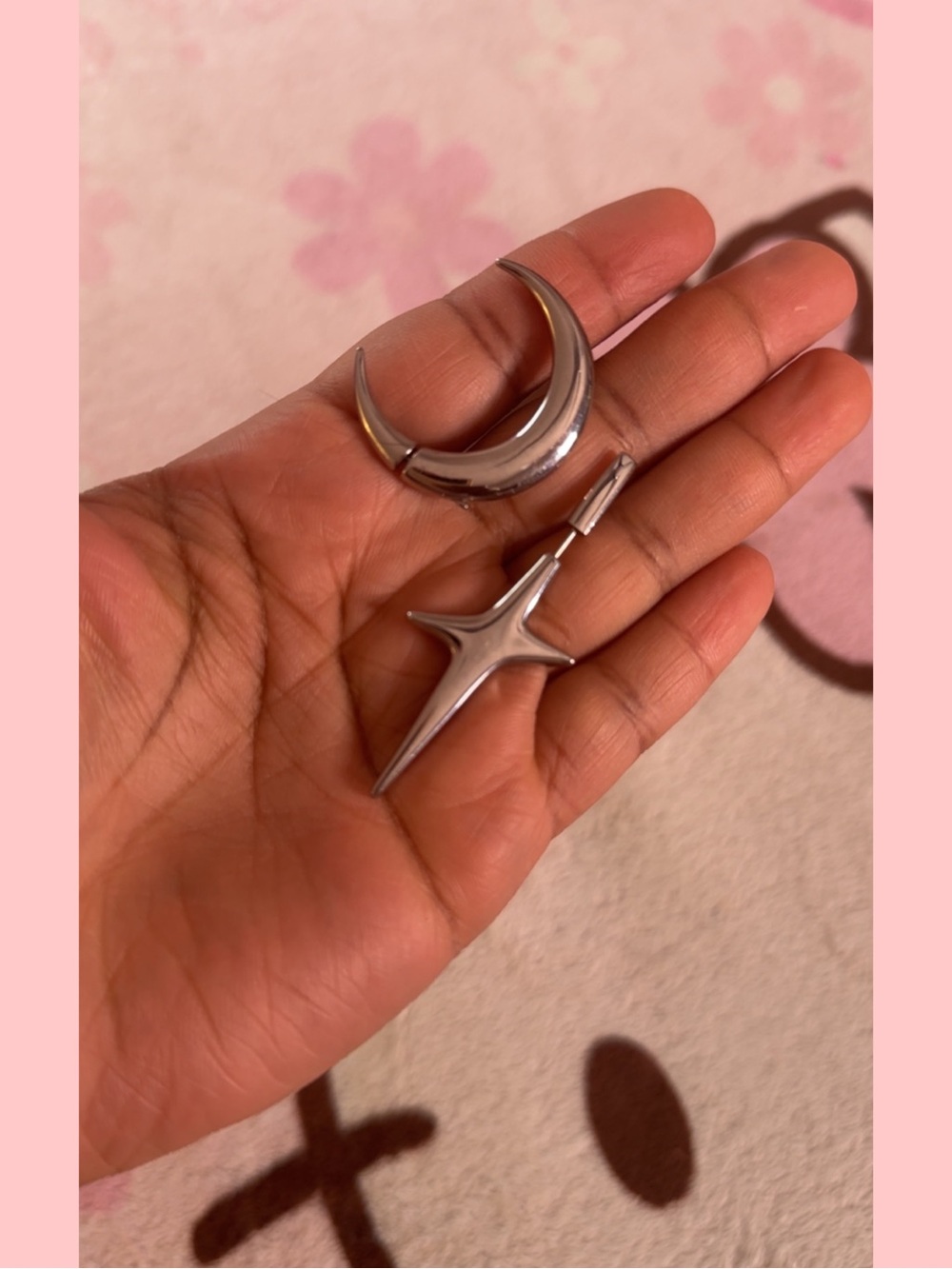 Silver Crescent Moon and Star Drop Earrings lot